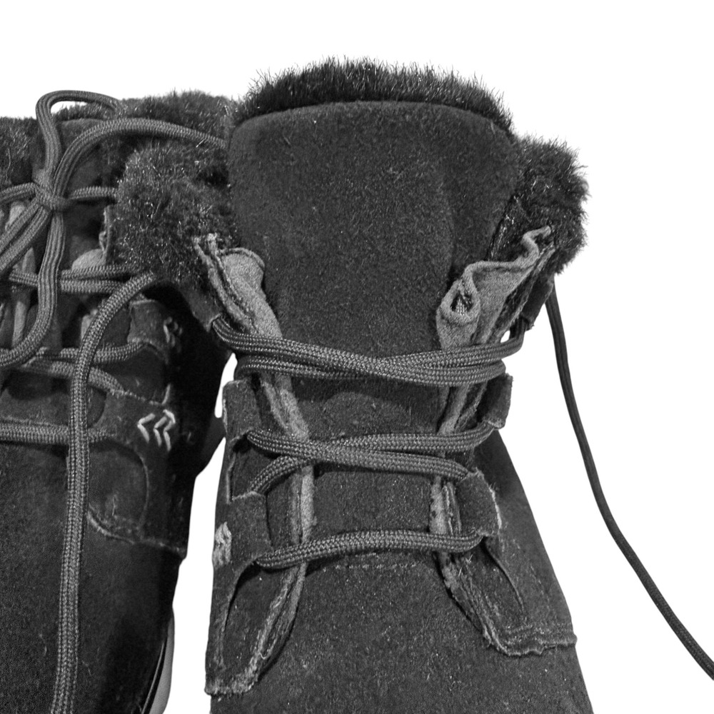 Sporto Insulated Waterproof Winter Boots Black Suede Faux Fur Lace Up Womens 9M - Picture 6 of 8